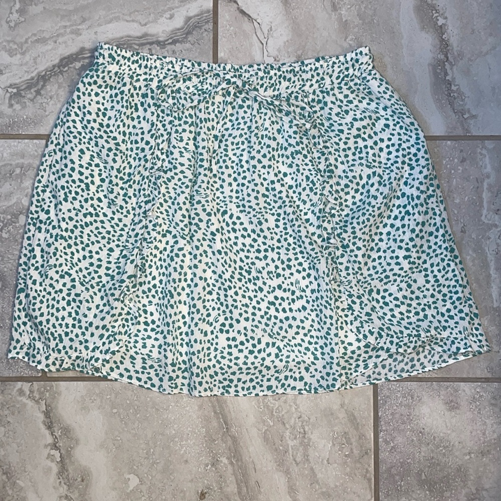 Green and White Ruffle Tie Skirt